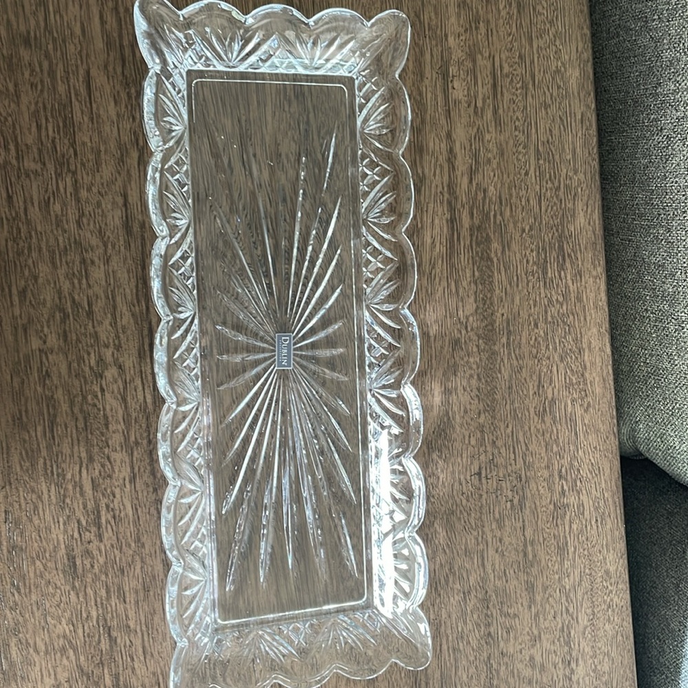 Godinger Art Dublin Clear Glass Crystal Rectangular Tray 16 3/4 x 6 3/4 x 1 1/2 - Picture 6 of 15